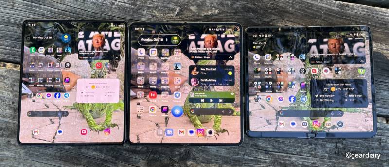From left to right: The Samsung Galaxy Z Fold5, the OnePlus Open, and the Google Pixel Fold