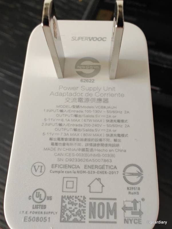 The OnePlus Open's SUPERVOOC wall charger