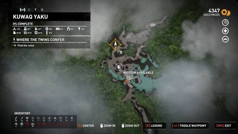 Map in Shadow of the Tomb Raider showing an available mission