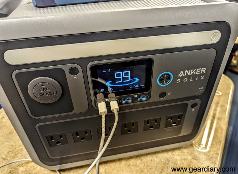 Front display and outlets on the Anker SOLIX C1000 Portable Power Station 