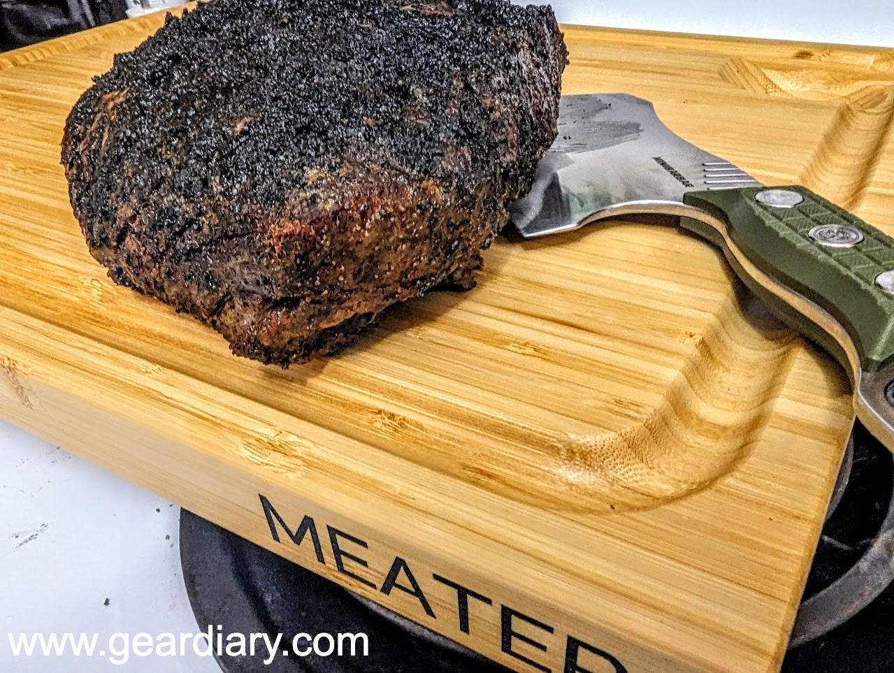 MEATER Board Review: A Reversible Cutting Board with a Flat Side and a Grooved Side That Has a Pouring Spout — Perfect for Juicier BBQ