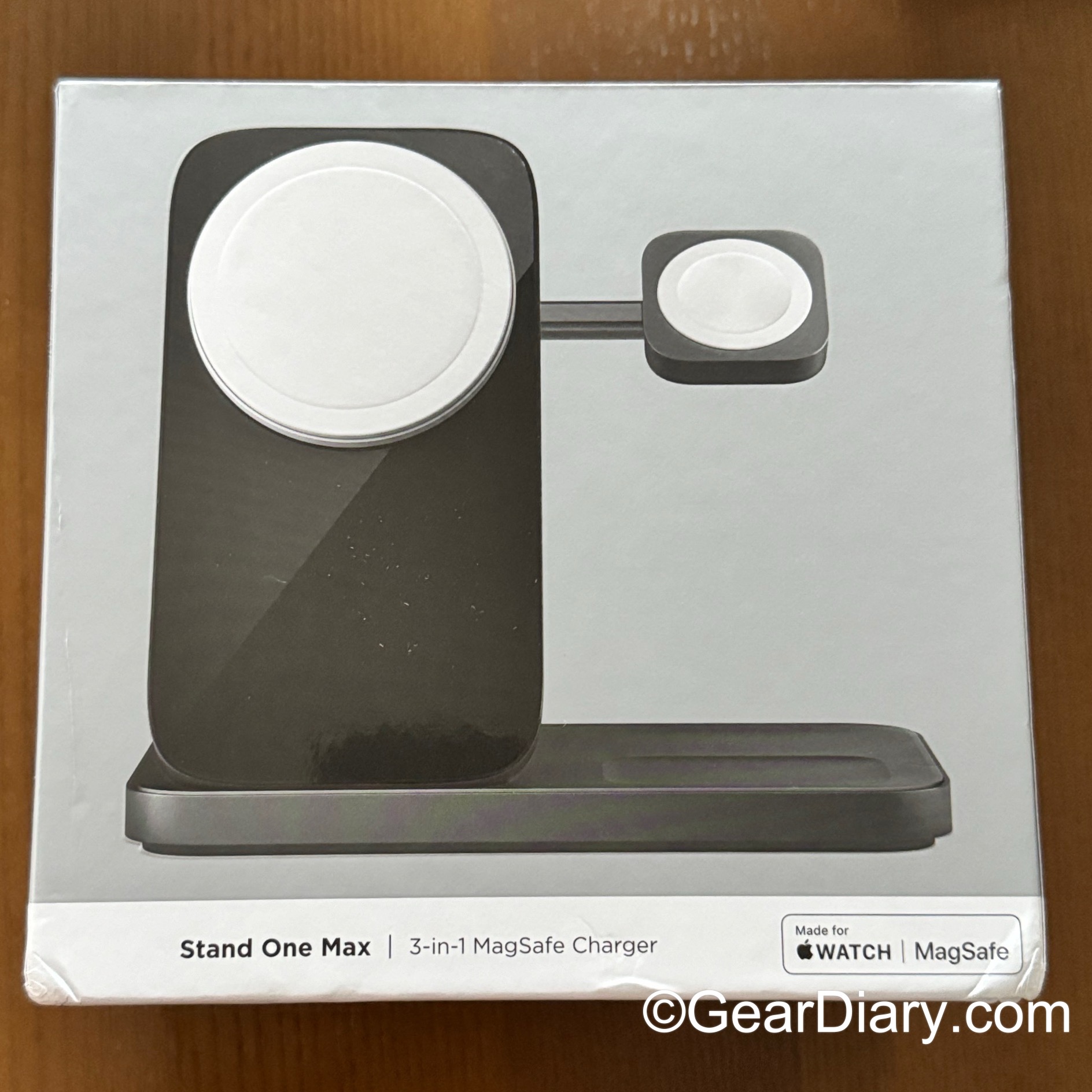 Nomad Stand One Max MagSafe Charger in retail packaging