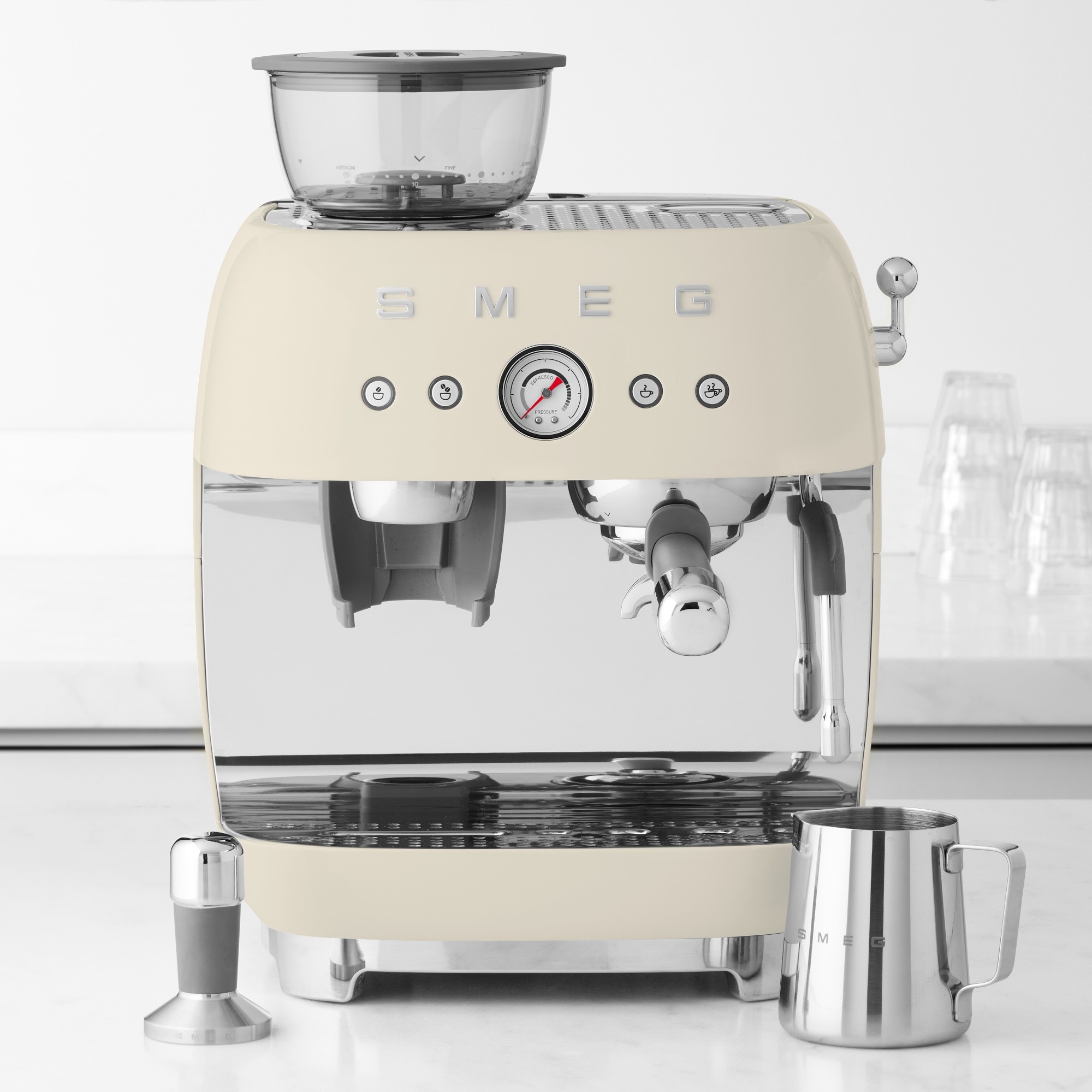 SMEG Semi-Automatic Espresso Machine in Cream