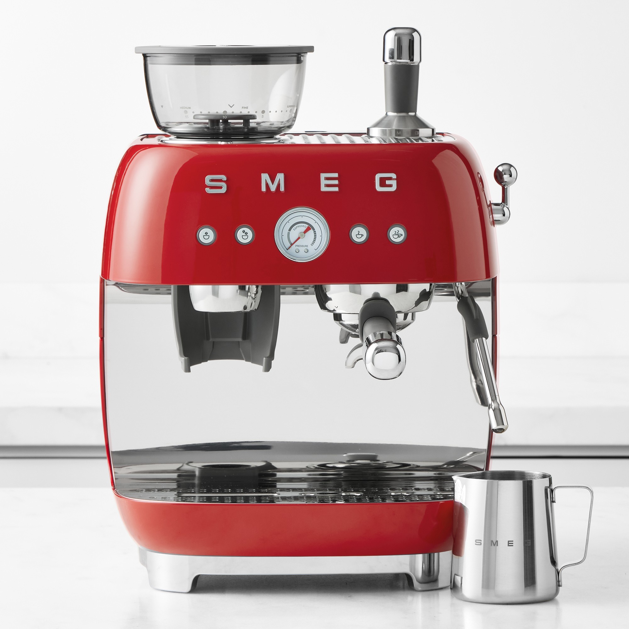 SMEG Semi-Automatic Espresso Machine in Red