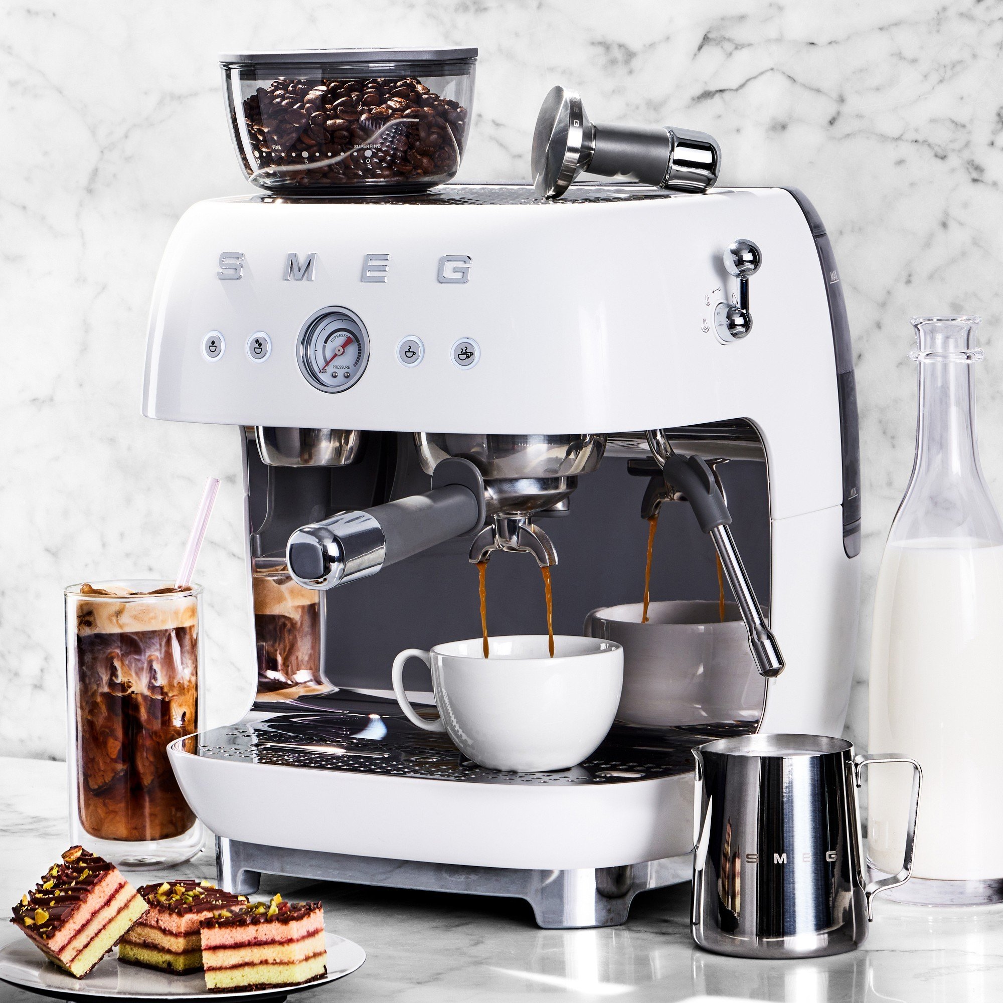 SMEG Semi-Automatic Espresso Machine in White