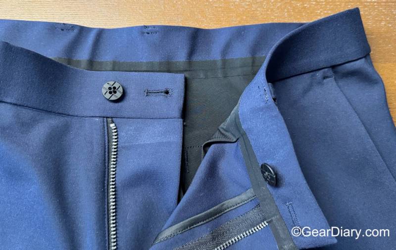 Buttons and zip fly on the xSuit 4.0 pants