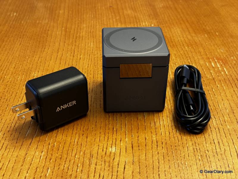 Anker 3-in-1 Cube with MagSafe, wall charger, and charging cable