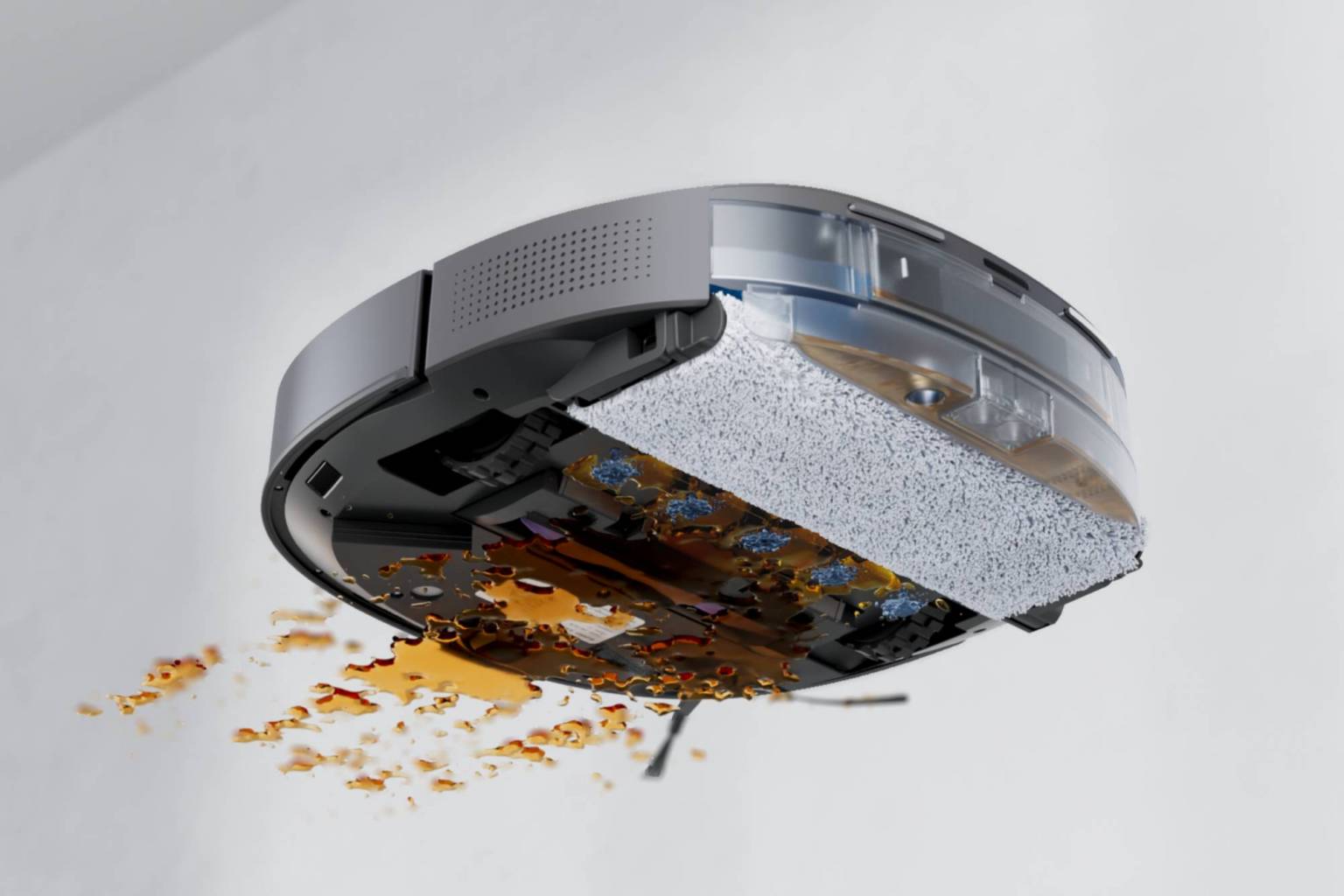 Eureka J20 Robot Vacuums, Mops, and Vigorously Cleans Nasty Floor