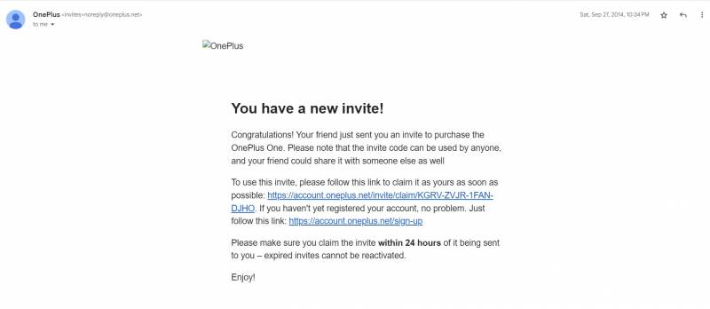 OnePlus One purchase invite
