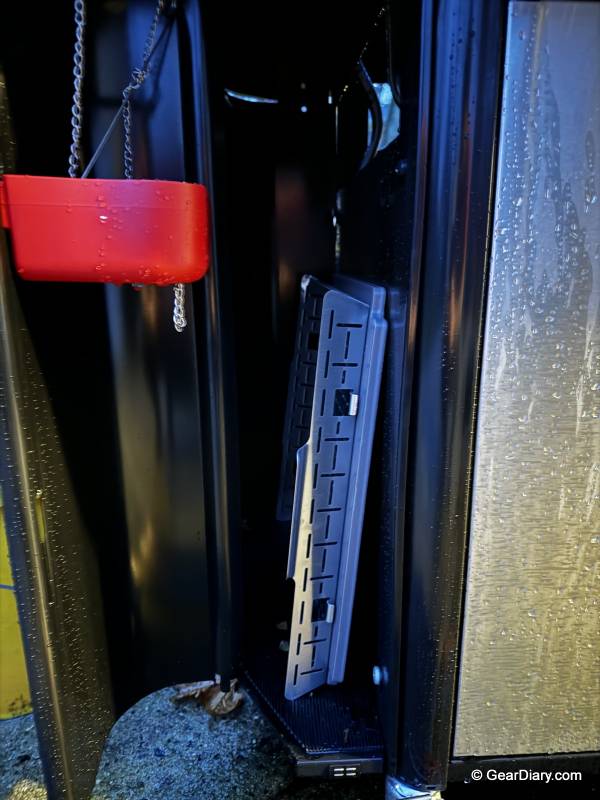 Weber Crafted accessories stored inside the grill's side locker