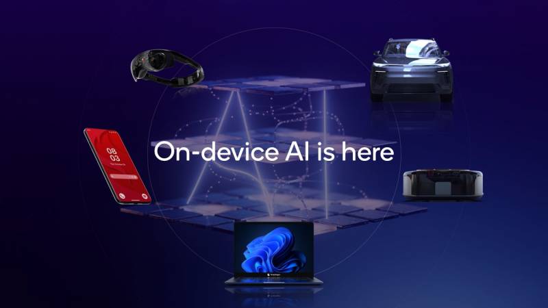 Qualcomm graphic that says, "On-device AI is here."