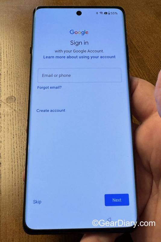 Google login page on the OnePlus 12R