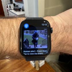 Anyone approaching the door is shown on the author's Apple Watch