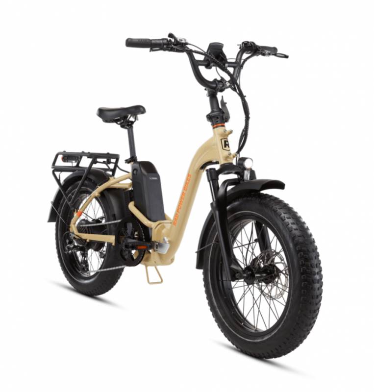 Rad Power Bikes' RadExpand 5 Plus Electric Folding Bike in stone tan.