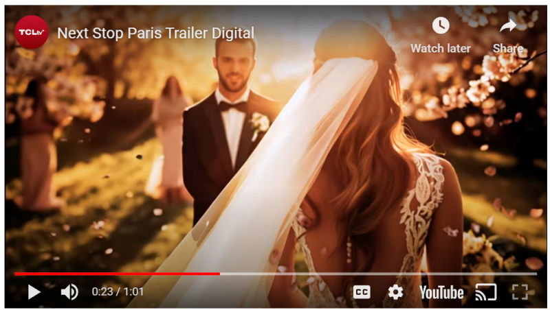 Wedding scene from TCL's AI movie "Next Stop Paris."