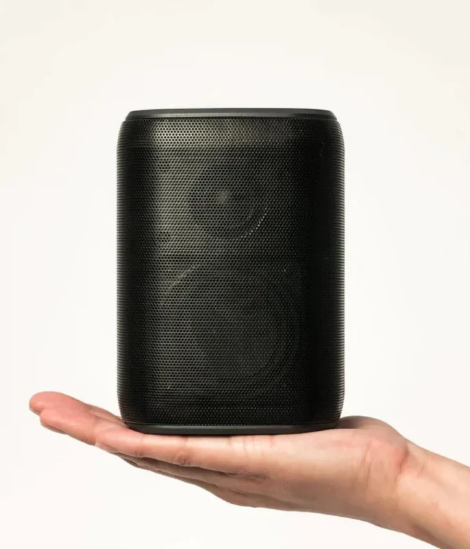 A single Rocksteady Stadium Speaker rests in a person's hand.