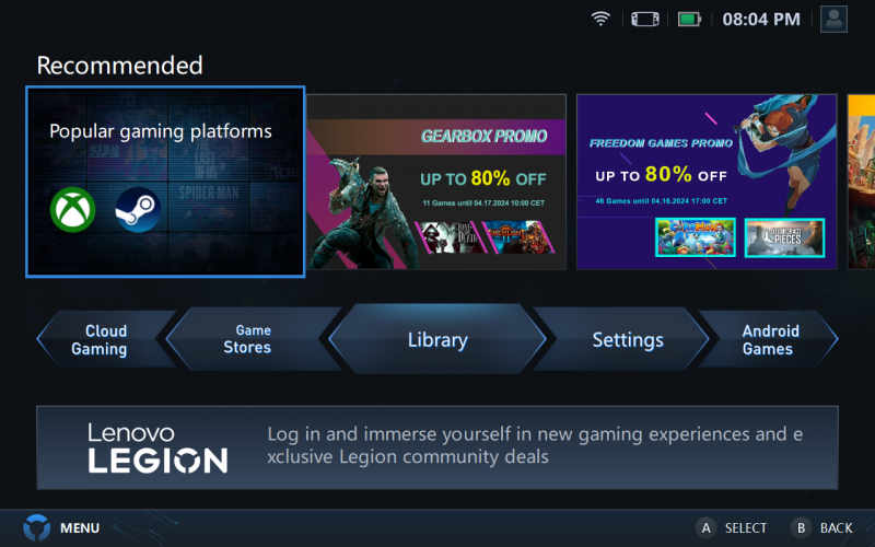 Lenovo Legion Go gaming platforms
