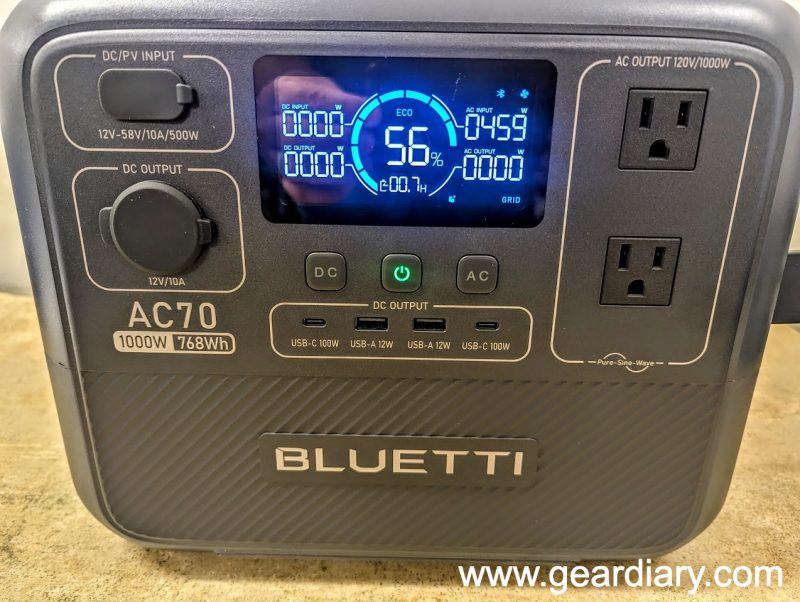 All the charging ports on the front of the BLUETTI AC70 Portable Power Station