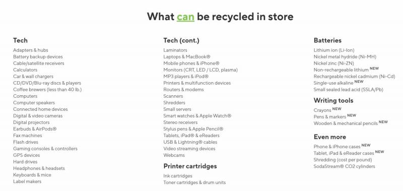 What can be recycled at Staples