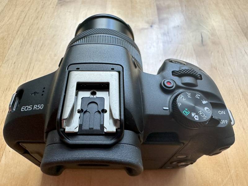 The top view of the Canon EOS R50