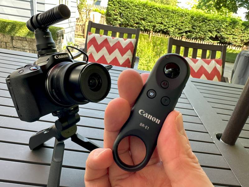 The remote control for the Canon EOS R50