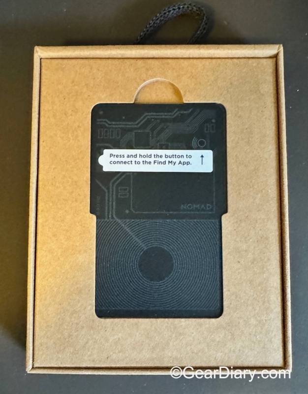Nomad Tracking Card shown in packaging.