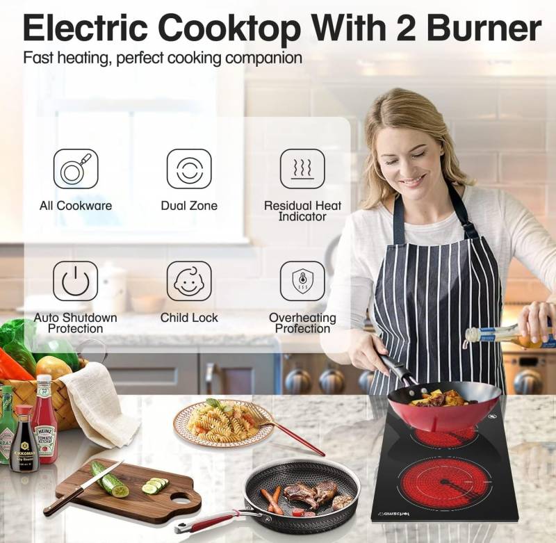 AMZCHEF 2 Burner Electric Cooktop