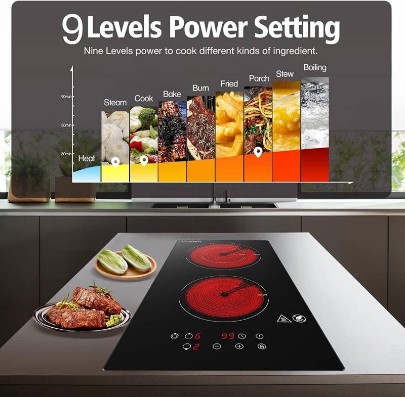 AMZCHEF 2 Burner Electric Cooktop