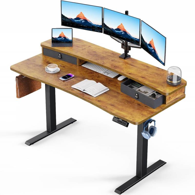Huanuo 48" X 24" Electric Standing Desk with Two Drawers