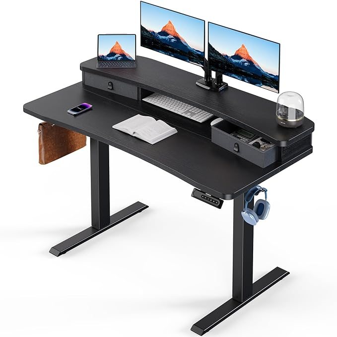 Huanuo 48" X 24" Electric Standing Desk with Two Drawers