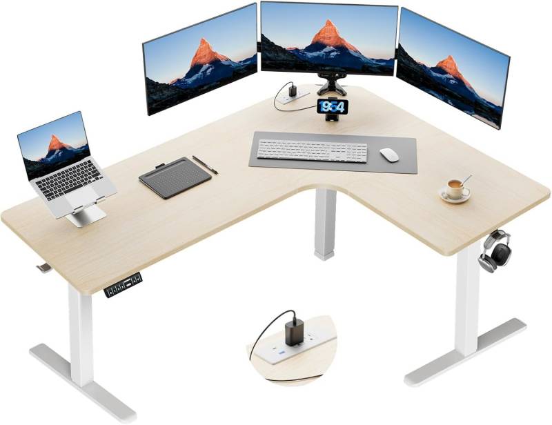 Huanuo 63" Dual-Motor L-Shaped Standing Desk