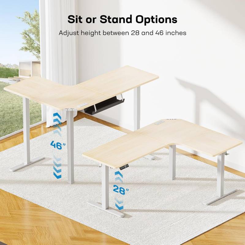 Huanuo 63" Dual-Motor L-Shaped Standing Desk