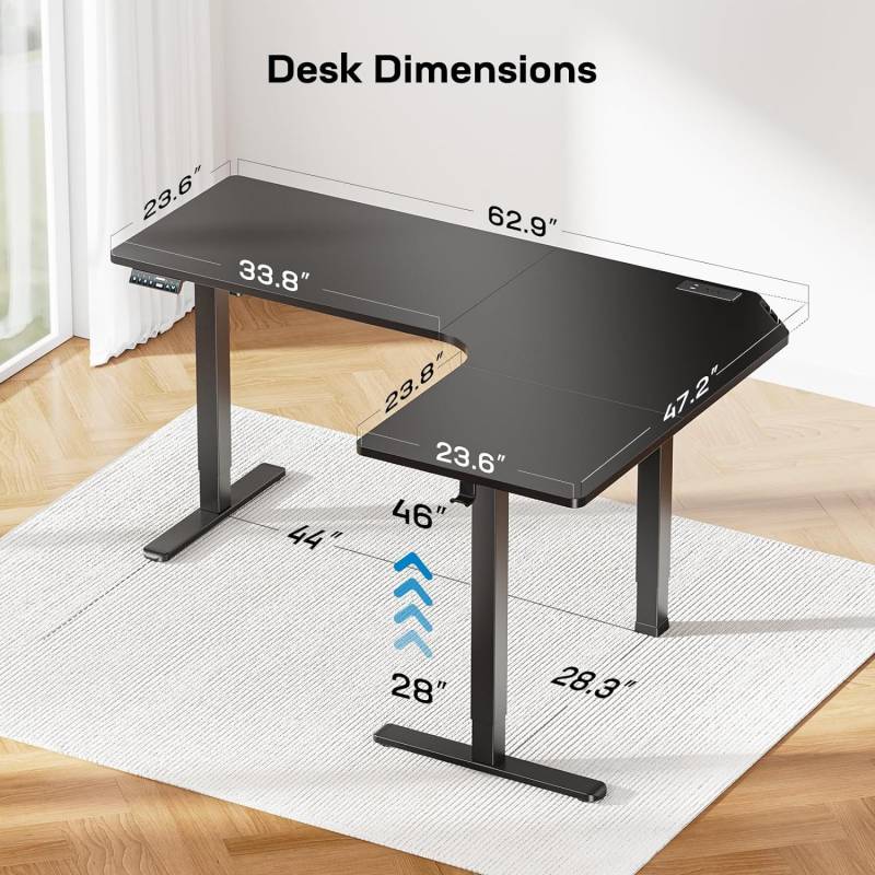 Huanuo 63" Dual-Motor L-Shaped Standing Desk
