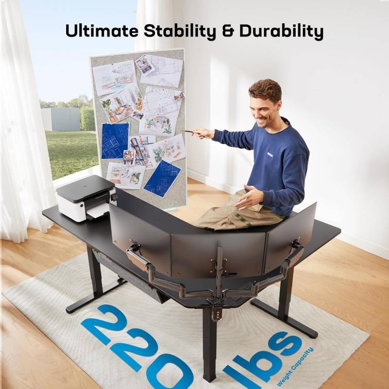 Huanuo 63" Dual-Motor L-Shaped Standing Desk