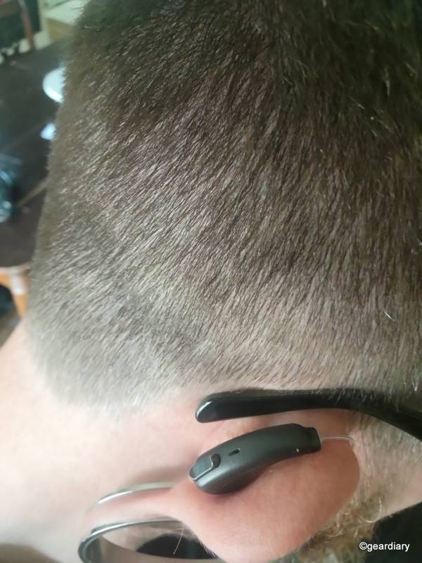The back of the author's ear while wearing the Elehear Alpha Pro