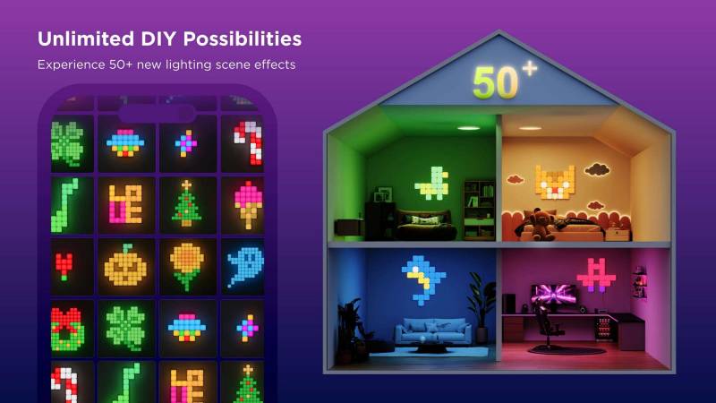 Personalize Your Space with the Govee Gaming Pixel Light, Mini Panel Lights, and Table Lamp 2 Pro x Sound by JBL 12 Govee Mini Panel Lights