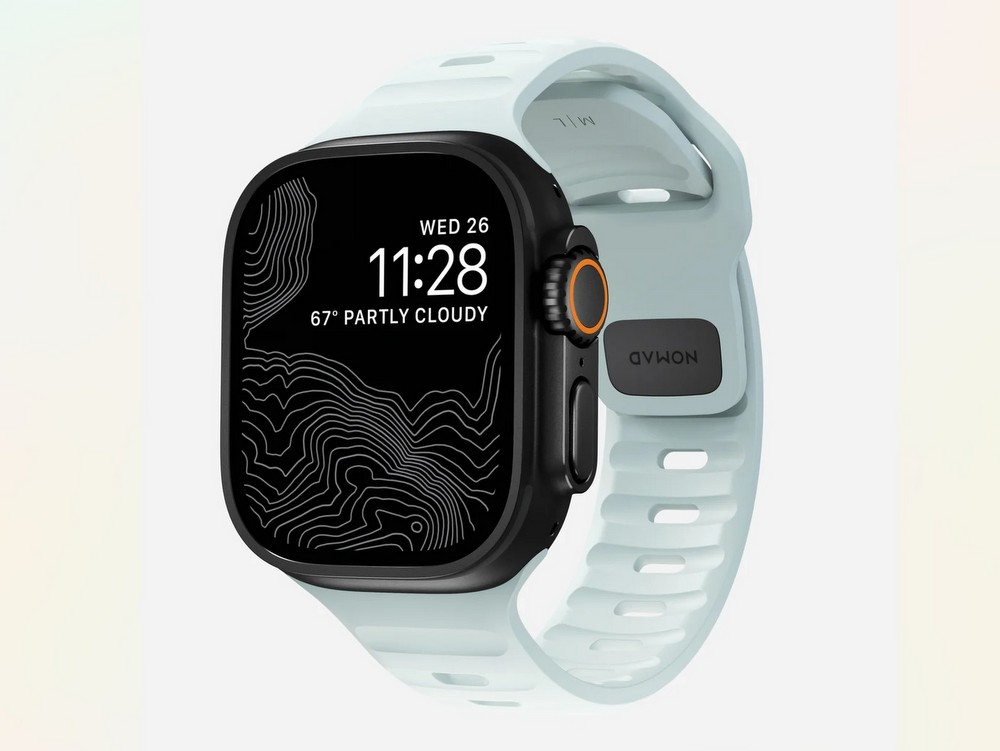 limited edition Nomad Sport Band in Icy Blue Glow