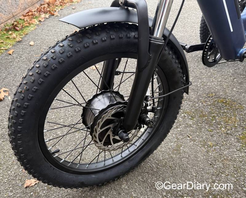 Front tire of the Viribus SC5 Fat Tire Tricycle