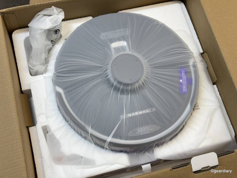 The Narwal Freo Z Ultra inside the retail box