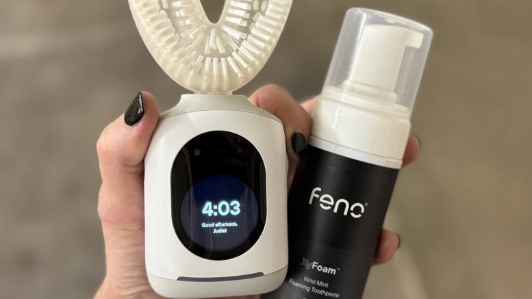 Feno Smartbrush and XyFoam in the author's hand