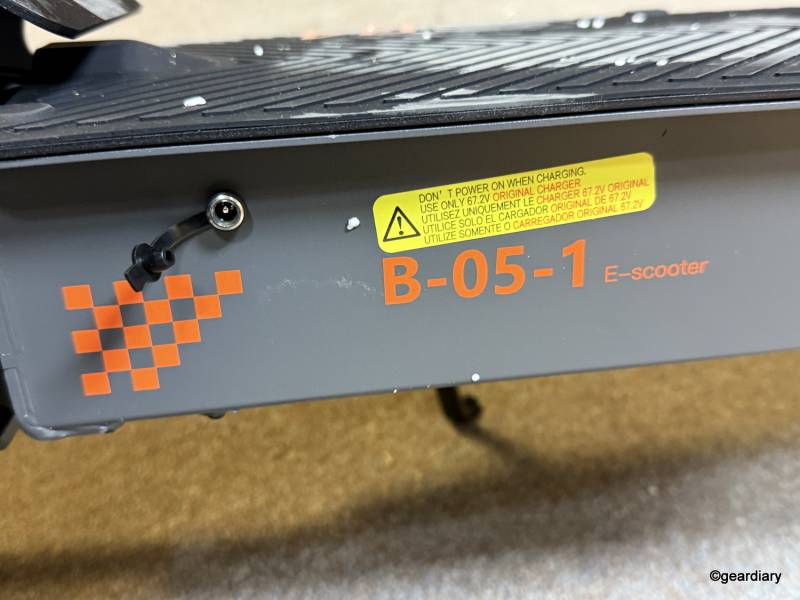 The Kugoo KuKirin G4 Electric Scooter's power port.
