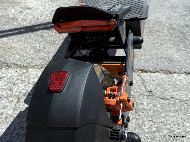 Tail light, brake light, and turn signals on the rear of the Kugoo KuKirin G4 Electric Scooter