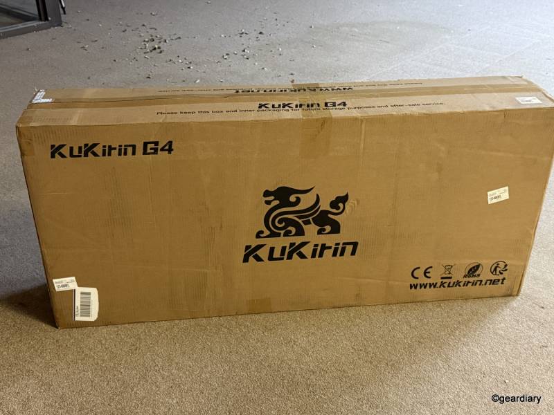 Kugoo KuKirin G4 Electric Scooter in shipping box