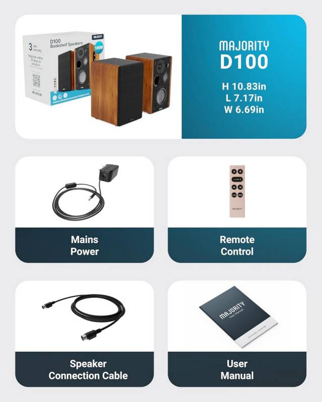 Majority D100 Bookshelf Speakers