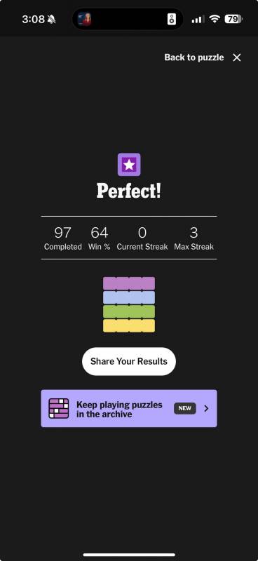 Connections on the New York Times Games app