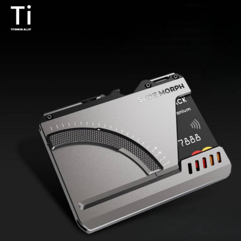 Titanium version of the SlideMorph Mechanical Card Holder