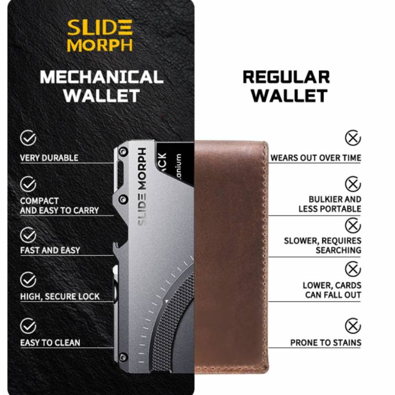 SlideMorph Mechanical Card Holder vs a conventional wallet
