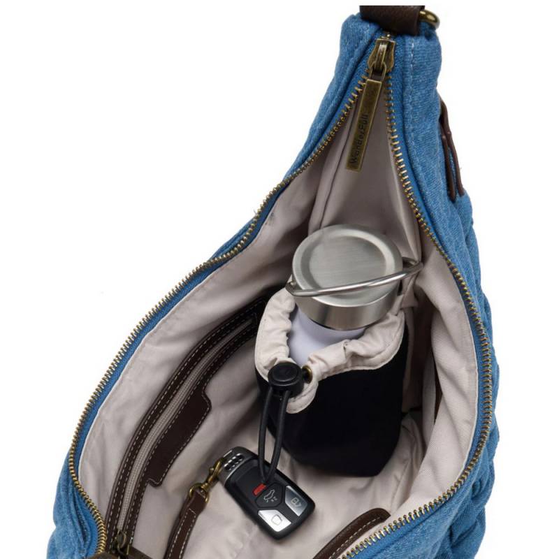 WanderFull Denim Half Moon HydroHobo Bag & Bottle