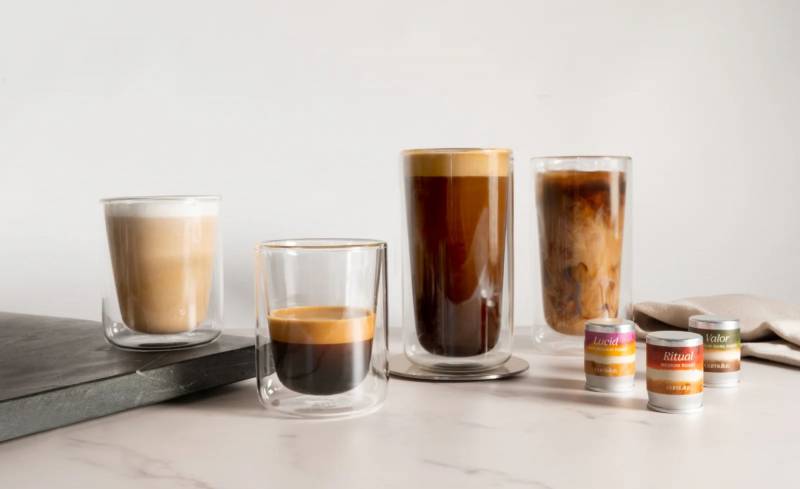 The Cumulus Cold coffee and espresso glasses. 