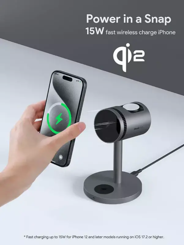 AUKEY MagFusion 3-in-1 Pro Qi2 Active Cooling Wireless Charging Station